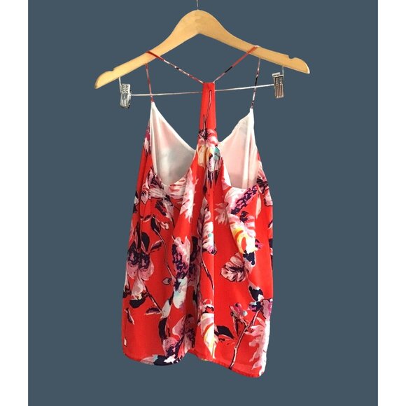 ALLISON JOY- WOMENS RED FLORAL FLOWY BLOUSE PULL-OVER FULLY LINED SIZE MEDIUM - Picture 2 of 6